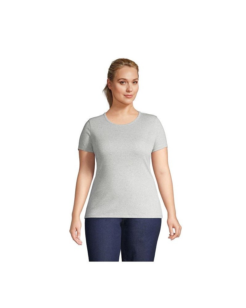 Women's Plus Size Cotton Rib Short Sleeve Crewneck T-shirt Classic gray heather $18.43 Tops