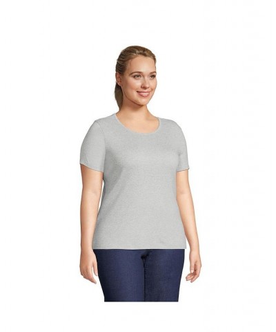 Women's Plus Size Cotton Rib Short Sleeve Crewneck T-shirt Classic gray heather $18.43 Tops