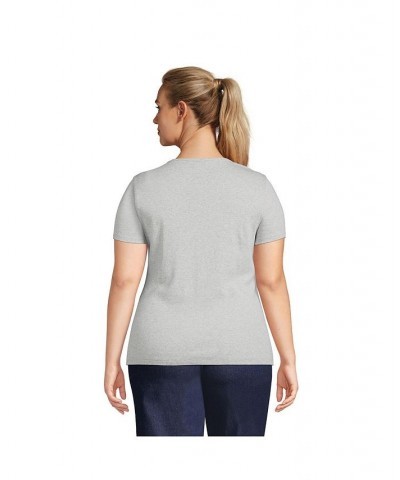 Women's Plus Size Cotton Rib Short Sleeve Crewneck T-shirt Classic gray heather $18.43 Tops