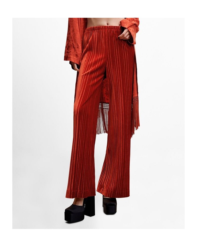 Women's Pleated Velvet Pants Orange $32.20 Pants