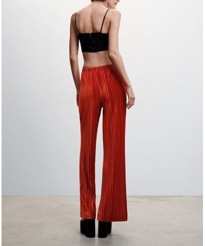 Women's Pleated Velvet Pants Orange $32.20 Pants