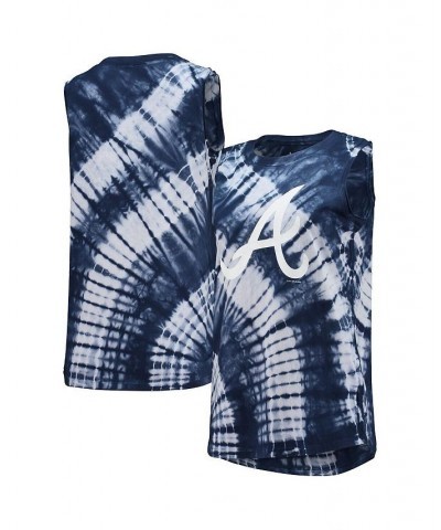 Women's Navy Atlanta Braves Money Ball Tie-Dye Tank Top Navy $25.37 Tops