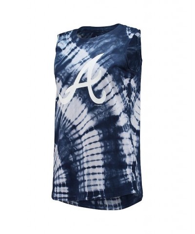 Women's Navy Atlanta Braves Money Ball Tie-Dye Tank Top Navy $25.37 Tops