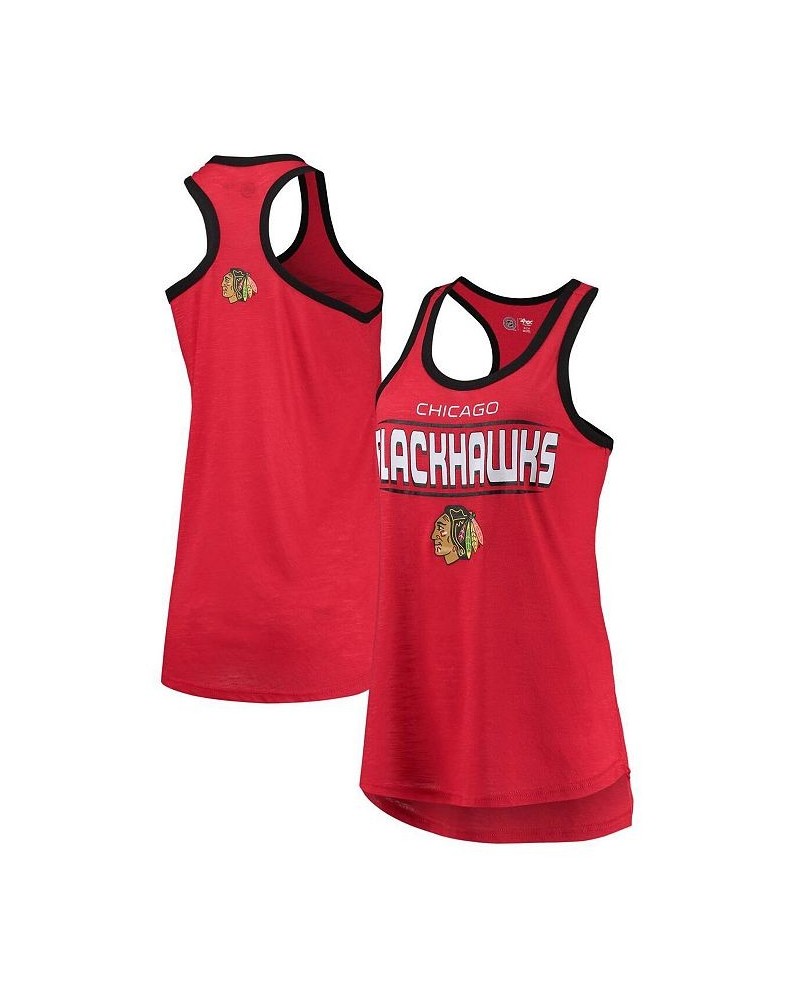 Women's Red Chicago Blackhawks Showdown Slub Racerback Tank Top Red $18.40 Tops