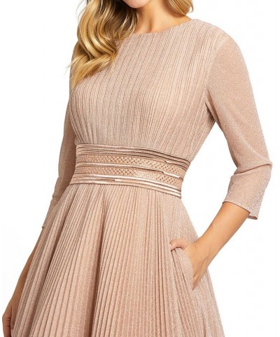 Embellished-Waist Pleated-Skirt Gown Rose Gold $218.44 Dresses