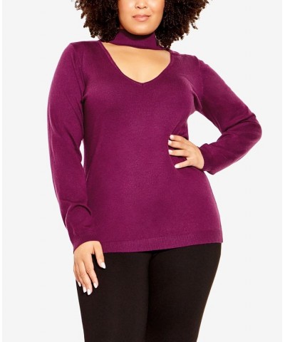 Trendy Plus Size Yolanda Jumper Sweater Purple $45.39 Sweaters