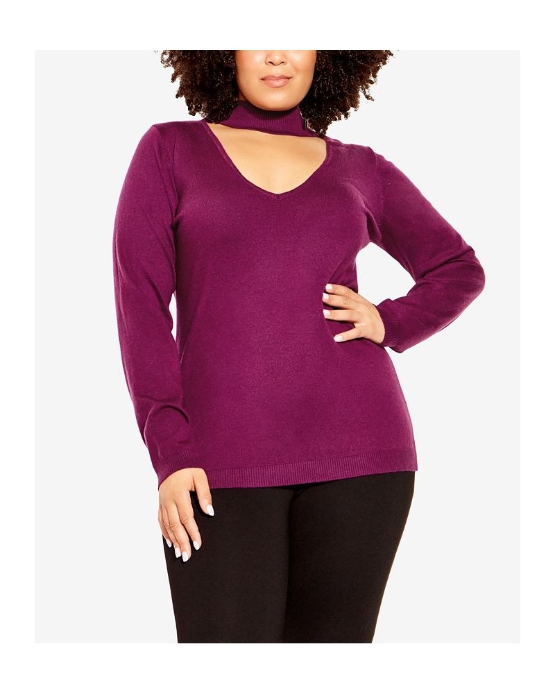 Trendy Plus Size Yolanda Jumper Sweater Purple $45.39 Sweaters