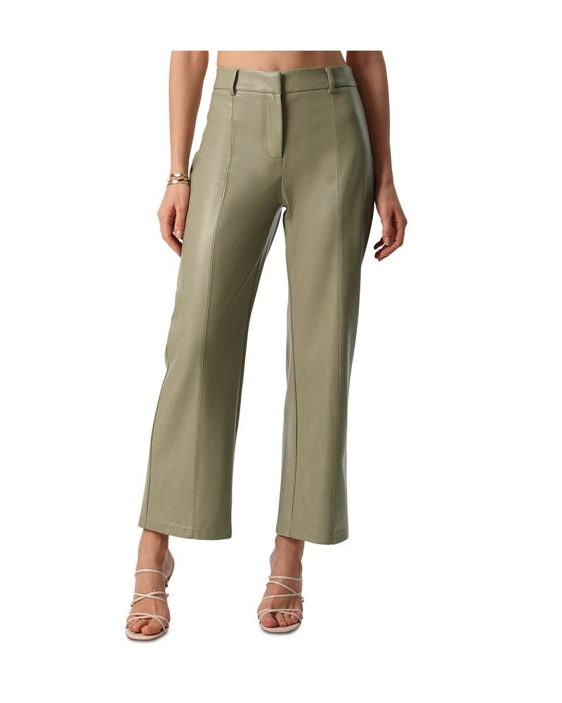 Women's Straight-Leg Faux-Leather Pants Sage $47.96 Pants