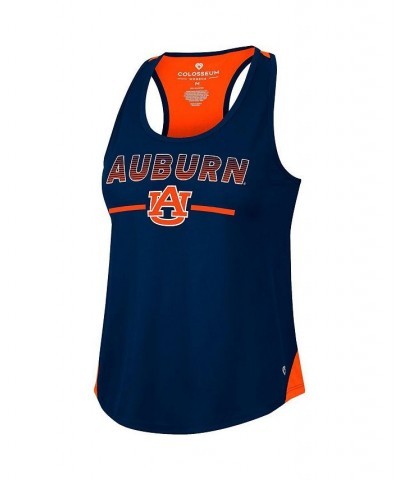 Women's Navy Auburn Tigers Sachs 2-Hit Scoop Neck Racerback Tank Top Blue $20.13 Tops