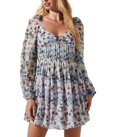 Women's Carina Open-Back Fit & Flare Dress Blue Multi Floral $52.48 Dresses