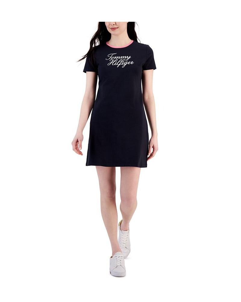 Women's Graphic T-Shirt Dress Blue $20.85 Dresses