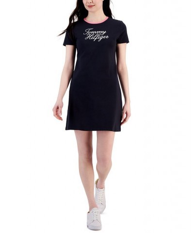 Women's Graphic T-Shirt Dress Blue $20.85 Dresses