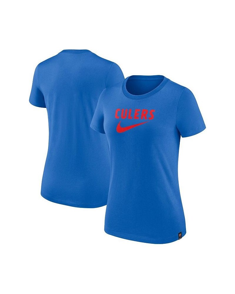 Women's Blue Barcelona Swoosh T-shirt Blue $22.39 Tops