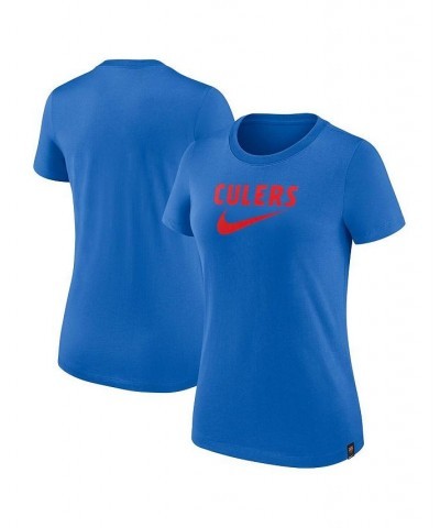 Women's Blue Barcelona Swoosh T-shirt Blue $22.39 Tops