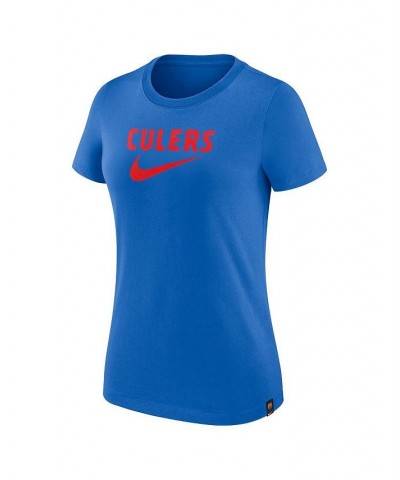 Women's Blue Barcelona Swoosh T-shirt Blue $22.39 Tops