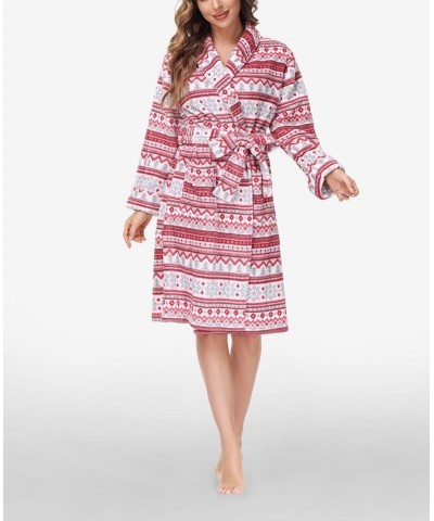 Women's Printed Plush Robe Gray $27.26 Sleepwear