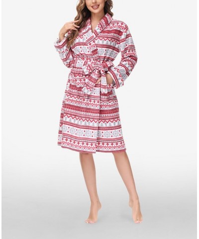 Women's Printed Plush Robe Gray $27.26 Sleepwear