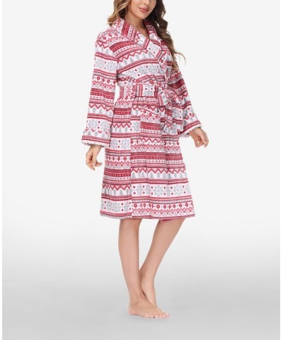 Women's Printed Plush Robe Gray $27.26 Sleepwear