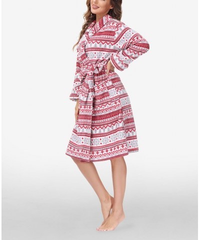 Women's Printed Plush Robe Gray $27.26 Sleepwear