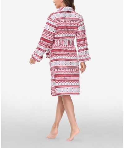 Women's Printed Plush Robe Gray $27.26 Sleepwear