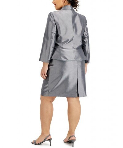 Plus Size Metallic Peplum Skirt Suit Gold $45.00 Suits