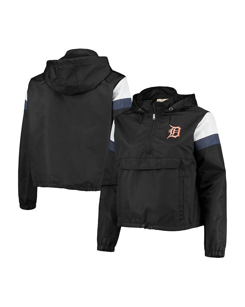 Women's Black Navy Detroit Tigers Plus Size Anorak Quarter-Zip Hoodie Black $26.40 Sweatshirts