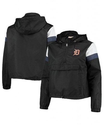 Women's Black Navy Detroit Tigers Plus Size Anorak Quarter-Zip Hoodie Black $26.40 Sweatshirts