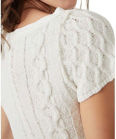 Women's Cable-Knit Baby Sweater T-Shirt Ivory/Cream $43.12 Sweaters