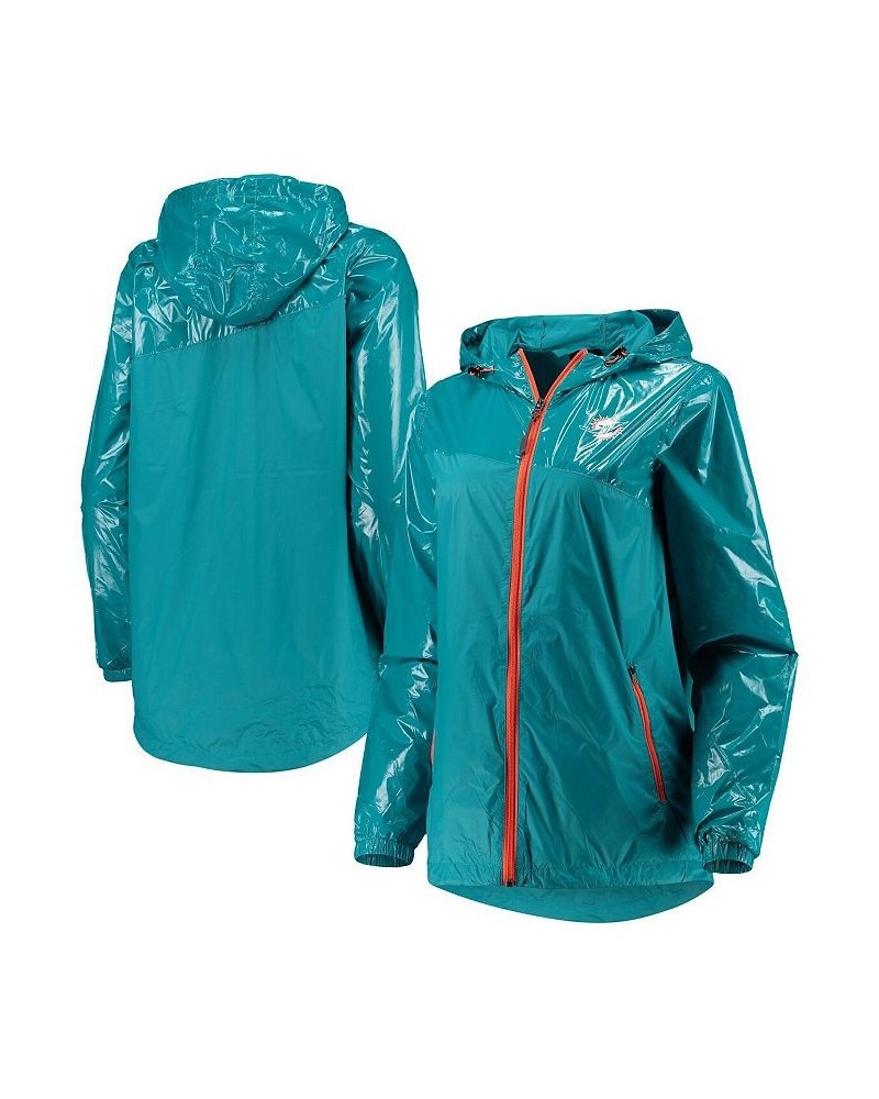 Women's Aqua Miami Dolphins Double-Coverage Full-Zip Hoodie Jacket Aqua $41.40 Jackets