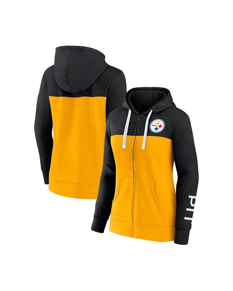 Women's Branded Black Gold Pittsburgh Steelers Take The Field Color Block Full-Zip Hoodie Black, Gold $40.79 Sweatshirts