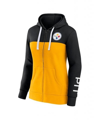 Women's Branded Black Gold Pittsburgh Steelers Take The Field Color Block Full-Zip Hoodie Black, Gold $40.79 Sweatshirts