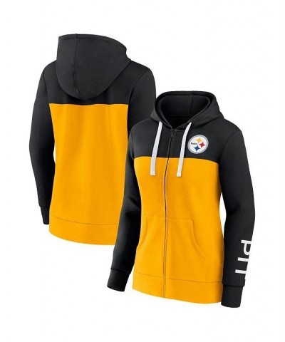 Women's Branded Black Gold Pittsburgh Steelers Take The Field Color Block Full-Zip Hoodie Black, Gold $40.79 Sweatshirts