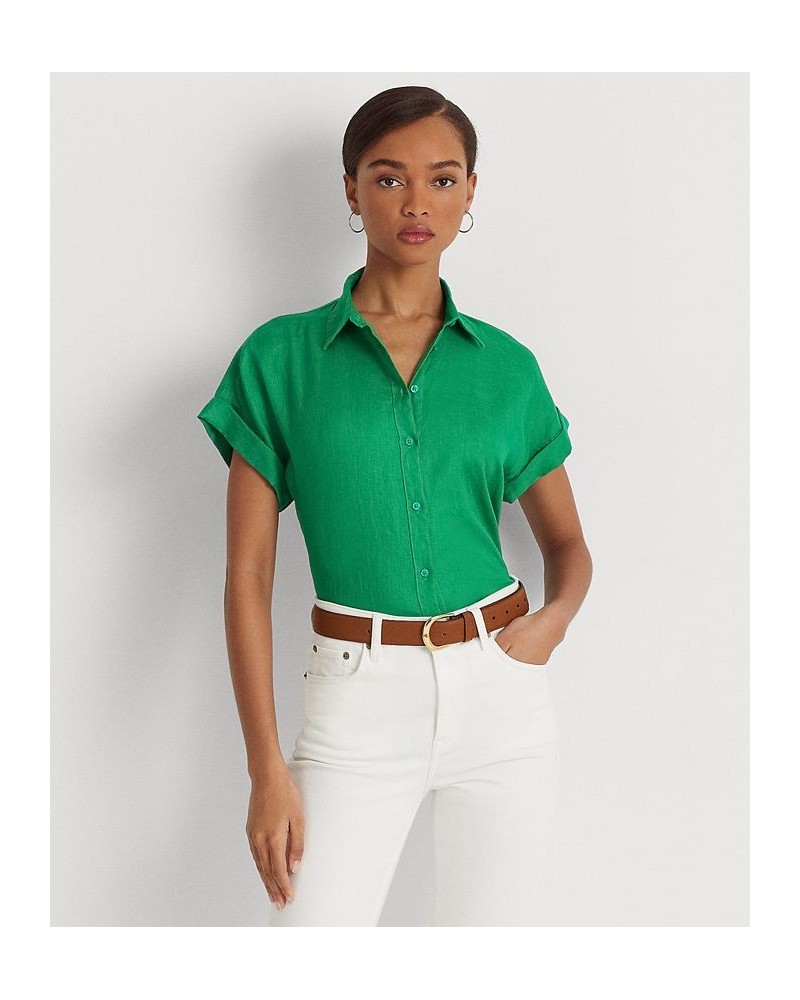 Dolman-Sleeve Linen Shirt Palm Leaf $53.66 Tops