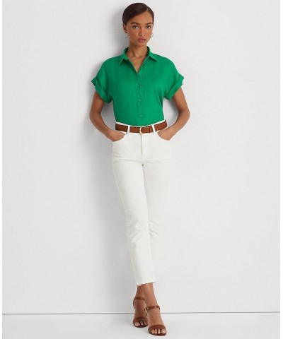 Dolman-Sleeve Linen Shirt Palm Leaf $53.66 Tops