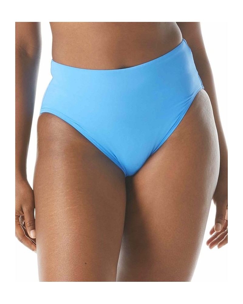 Contours High-Waist Bikini Bottom Blue $34.04 Swimsuits