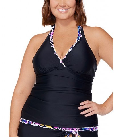 Plus Size Mariposa Underwire Halterkini & Swim Skirt Black $29.40 Swimsuits