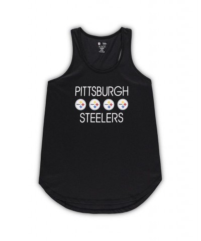 Women's Black Gold Pittsburgh Steelers Plus Size Meter Tank Top and Pants Sleep Set Black, Gold $36.90 Pajama