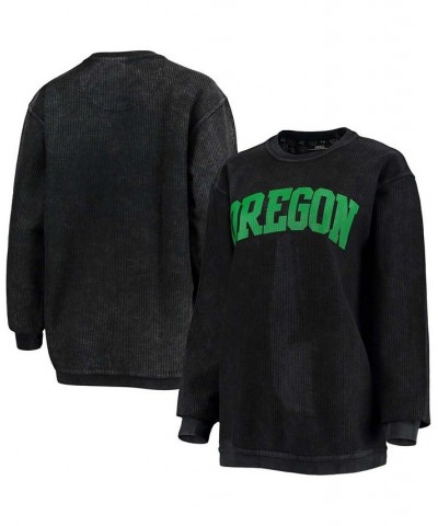 Women's Black Oregon Ducks Comfy Cord Vintage-Like Wash Basic Arch Pullover Sweatshirt Black $43.99 Sweatshirts