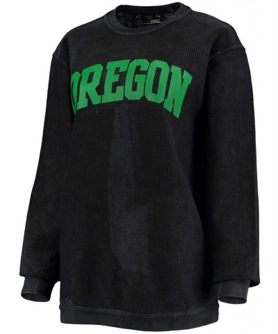 Women's Black Oregon Ducks Comfy Cord Vintage-Like Wash Basic Arch Pullover Sweatshirt Black $43.99 Sweatshirts