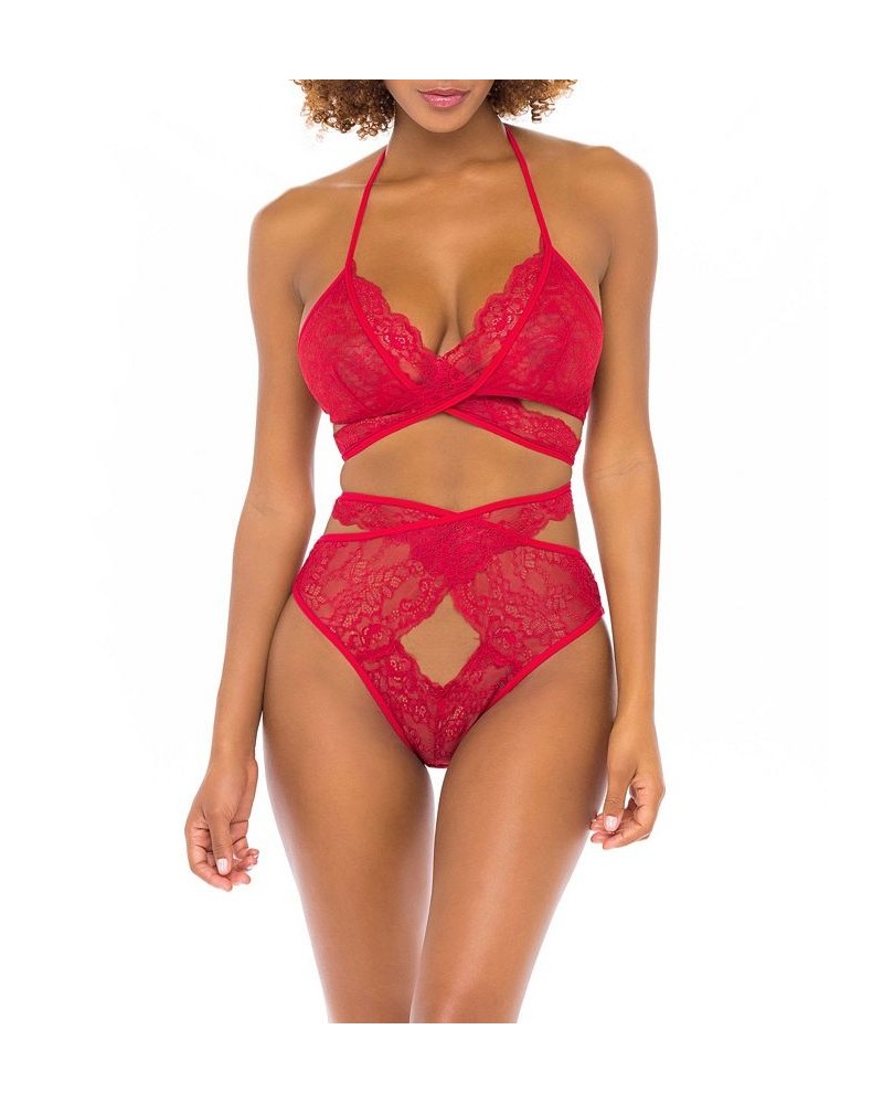 Women's Cut Out Lace & Ties 2pc Lingerie Set Red $14.17 Lingerie