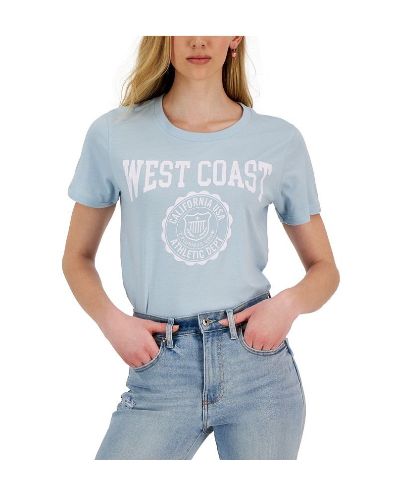 Juniors' West-Coast-Graphic Short-Sleeve T-Shirt Blue $14.70 Tops