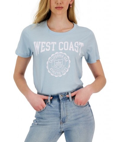 Juniors' West-Coast-Graphic Short-Sleeve T-Shirt Blue $14.70 Tops