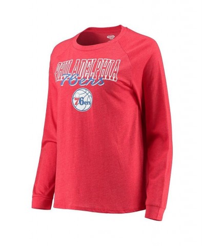 Women's Philadelphia 76ers Raglan Long Sleeve T-shirt and Shorts Sleep Set Heathered Royal, Heathered Red $29.25 Pajama