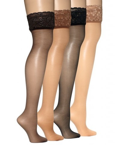 Silk Reflections Lace Top Thigh Highs Pantyhose Jet $13.34 Hosiery