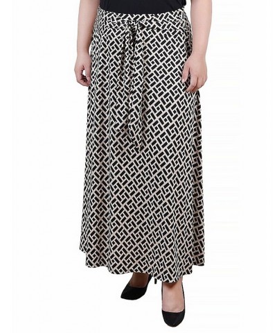 Plus Size Maxi with Sash Waist Tie Skirt Greek Key $15.05 Skirts