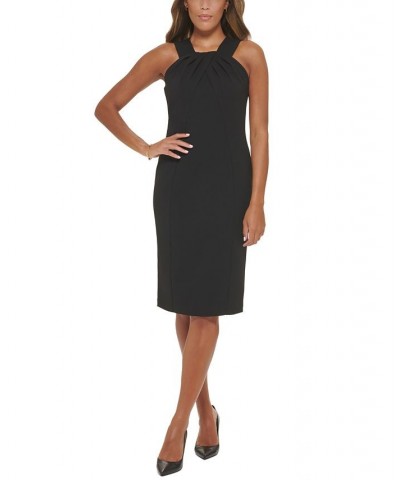 Petite Solid Halter-Neck Sheath Dress Black $42.34 Dresses