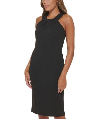 Petite Solid Halter-Neck Sheath Dress Black $42.34 Dresses