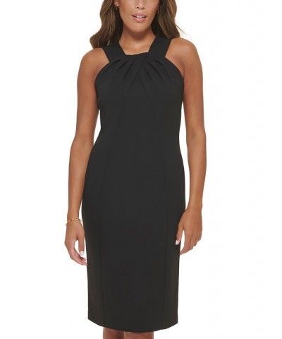 Petite Solid Halter-Neck Sheath Dress Black $42.34 Dresses