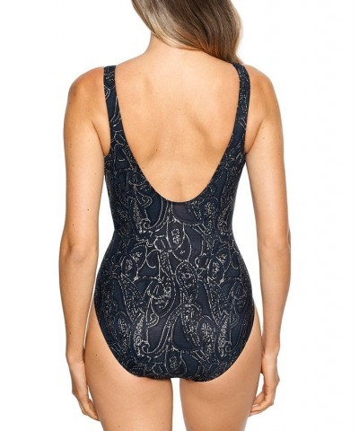 Women's Sultana Circe Printed Tummy-Control One-Piece Swimsuit Sultana Black $63.36 Swimsuits