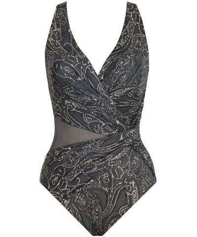 Women's Sultana Circe Printed Tummy-Control One-Piece Swimsuit Sultana Black $63.36 Swimsuits